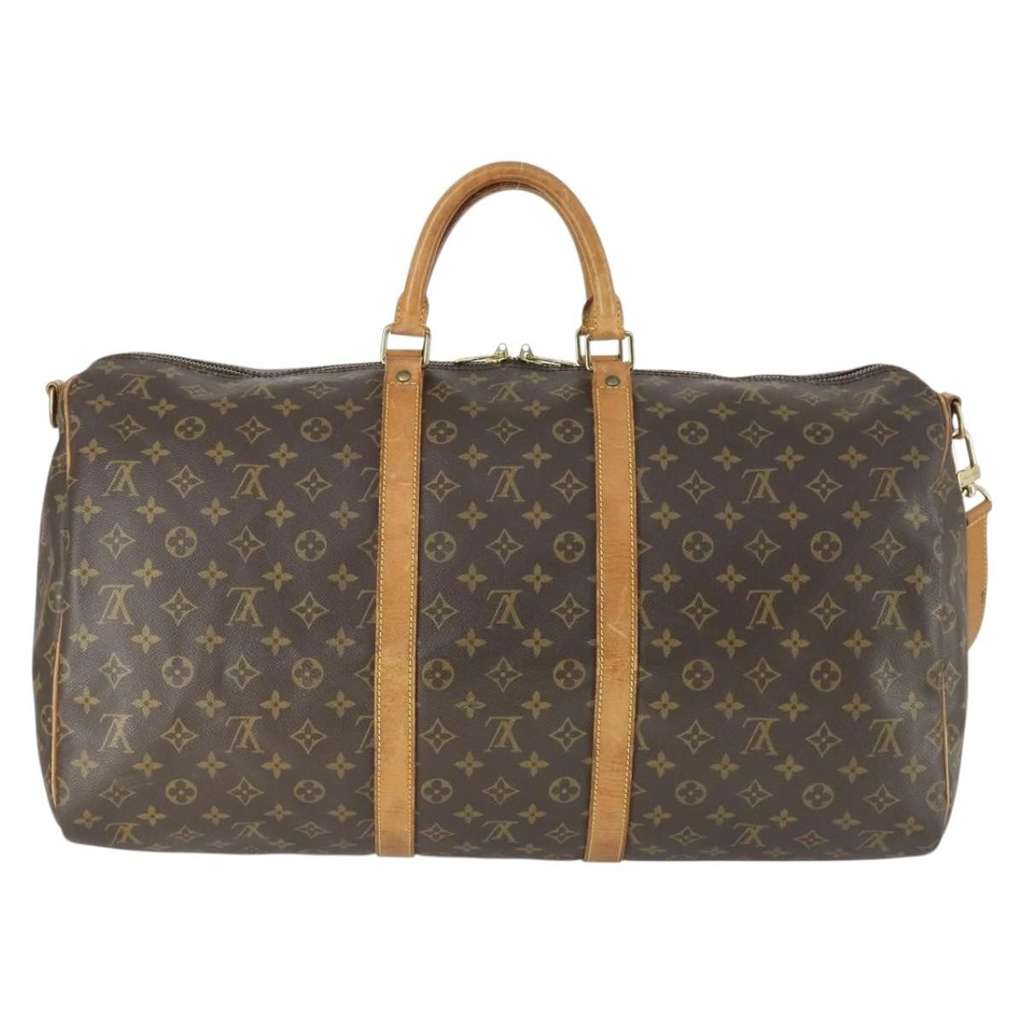 Louis Vuitton Keepall Bandouliere Bag Brown Canvas Fair condition - Back View