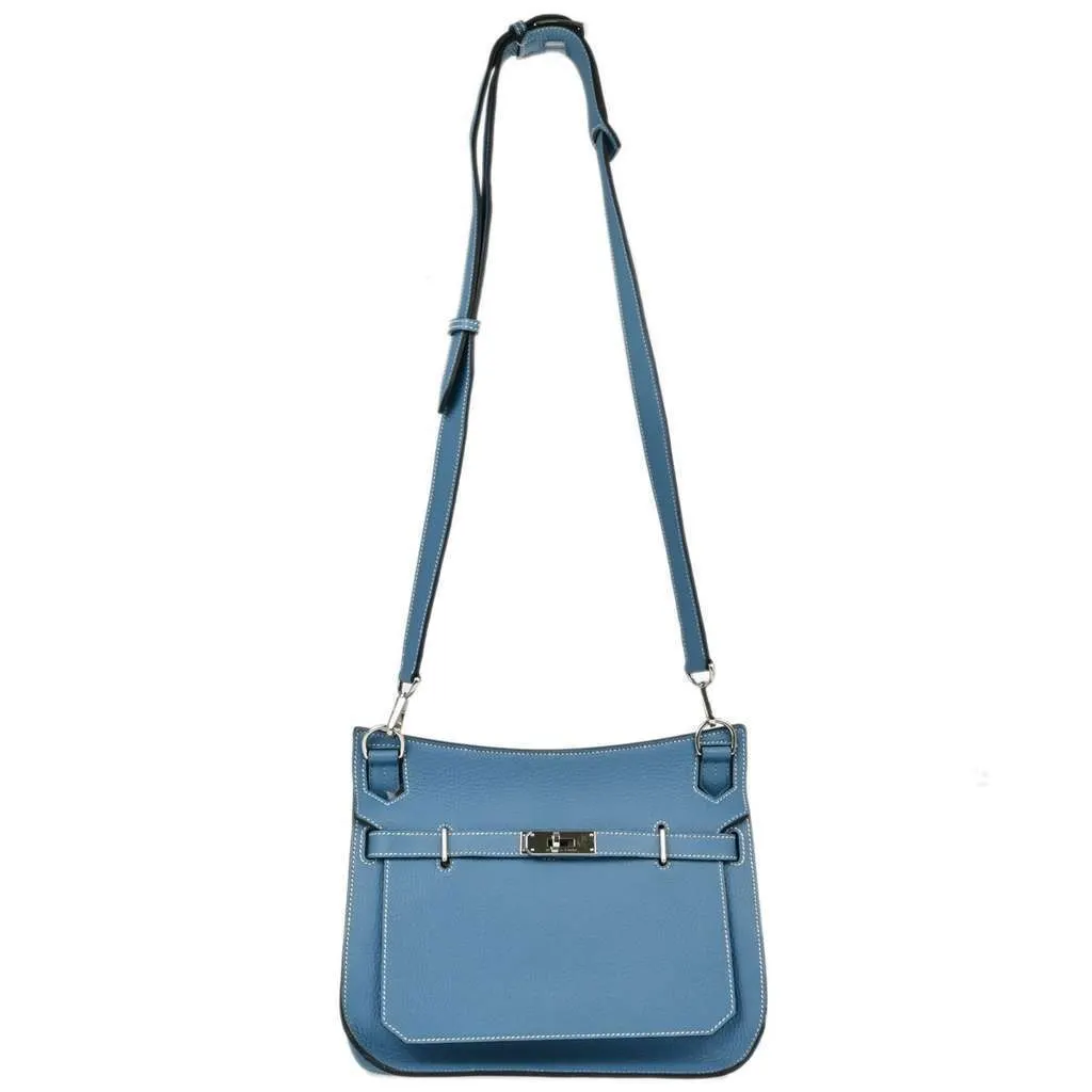 Hermès Jypsiere Bag Blue Leather Good - Front View