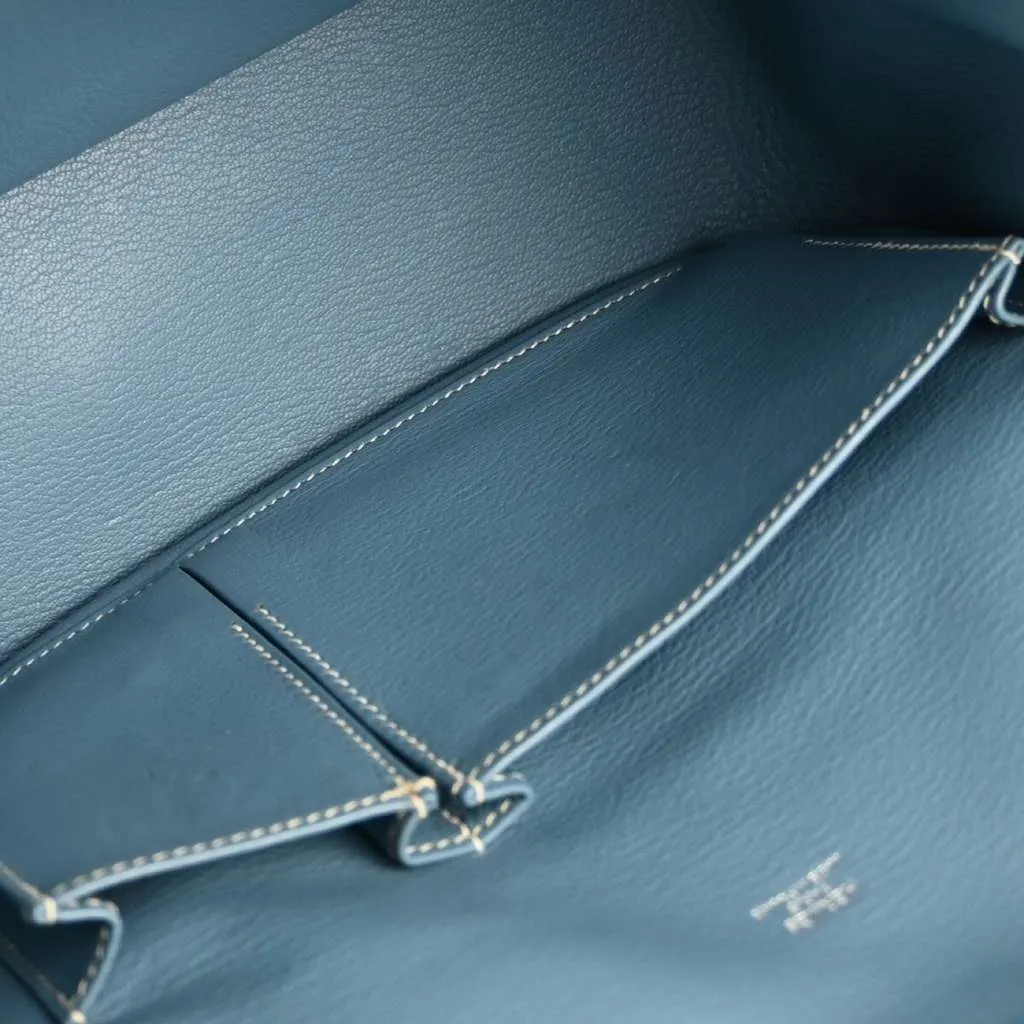 Hermès Jypsiere Bag Blue Leather Good - Inside View