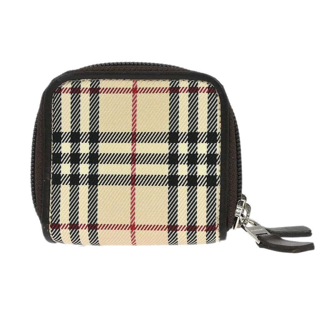Burberry Zip Around Coin Pouch Beige Canvas Good condition - Back View
