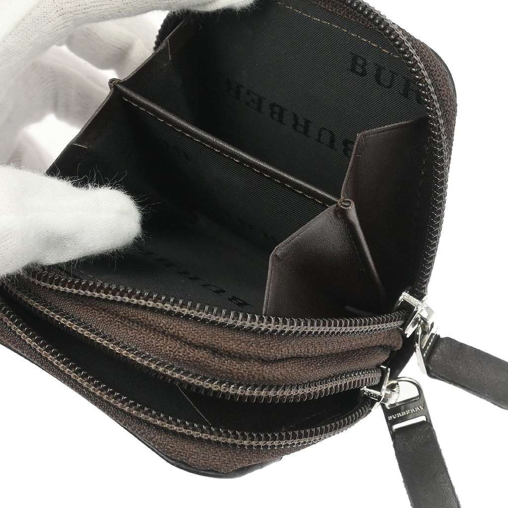 Burberry Zip Around Coin Pouch Beige Canvas Good condition - Inside View