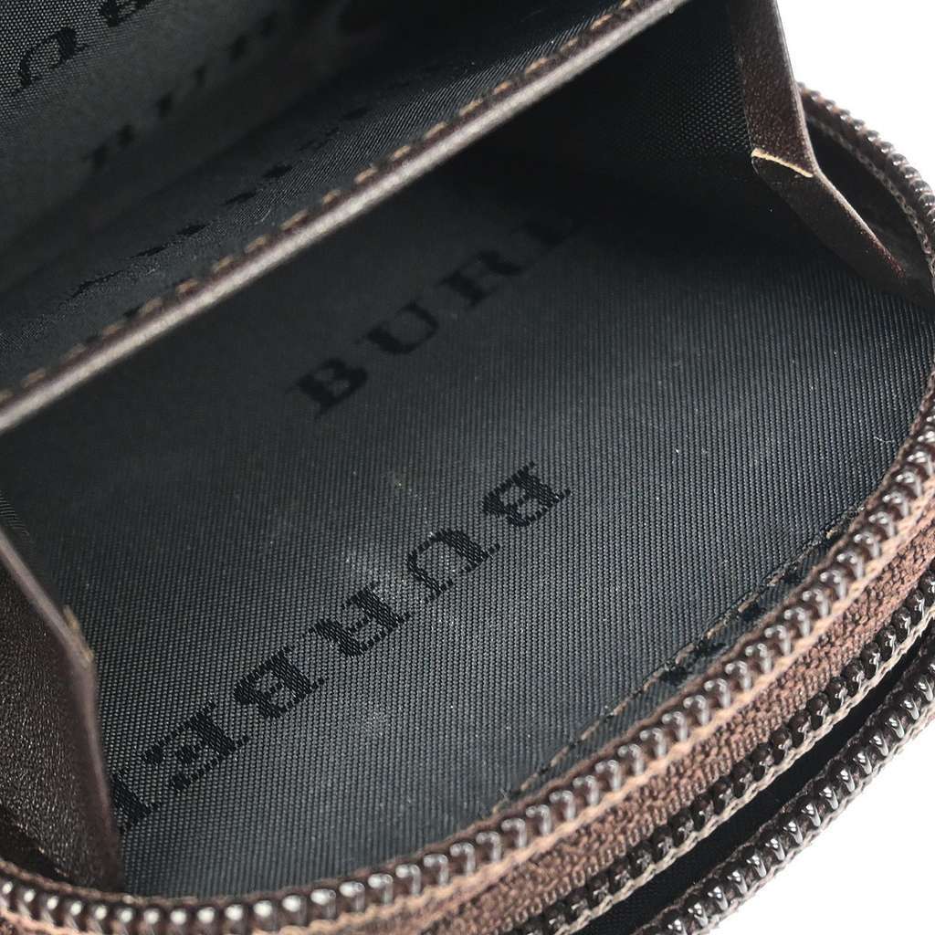 Burberry Zip Around Coin Pouch Beige Canvas Good condition - Model View