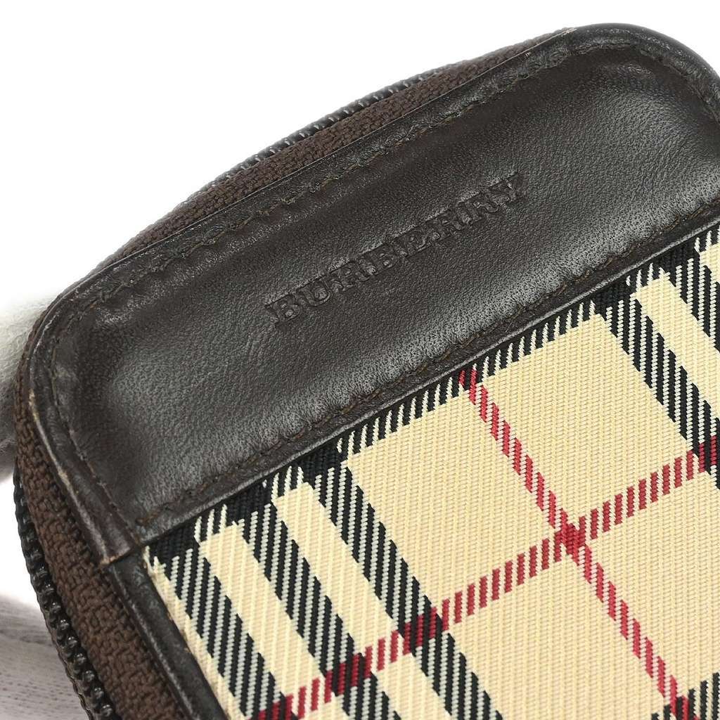 Burberry Zip Around Coin Pouch Beige Canvas Good condition - Box View
