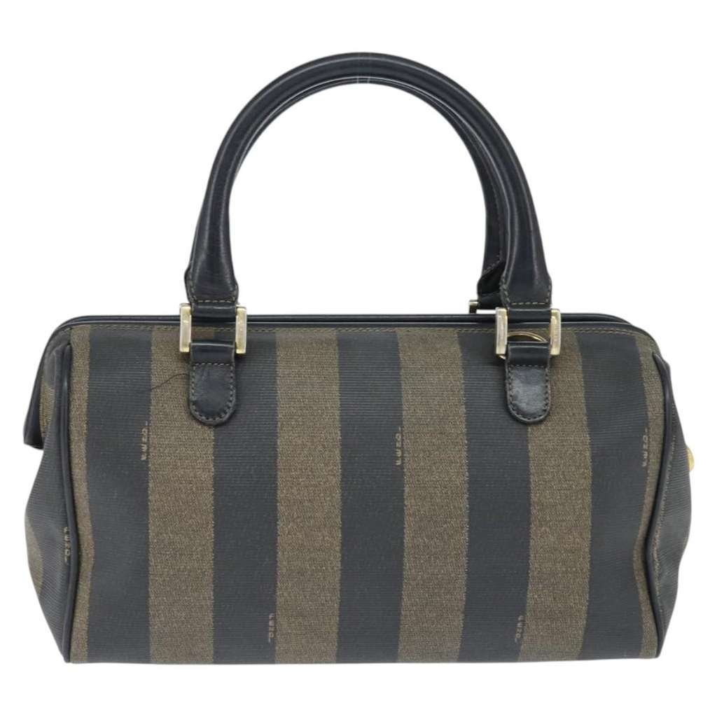 Fendi Vintage Pequin Boston Bag Brown Canvas Good condition - Back View