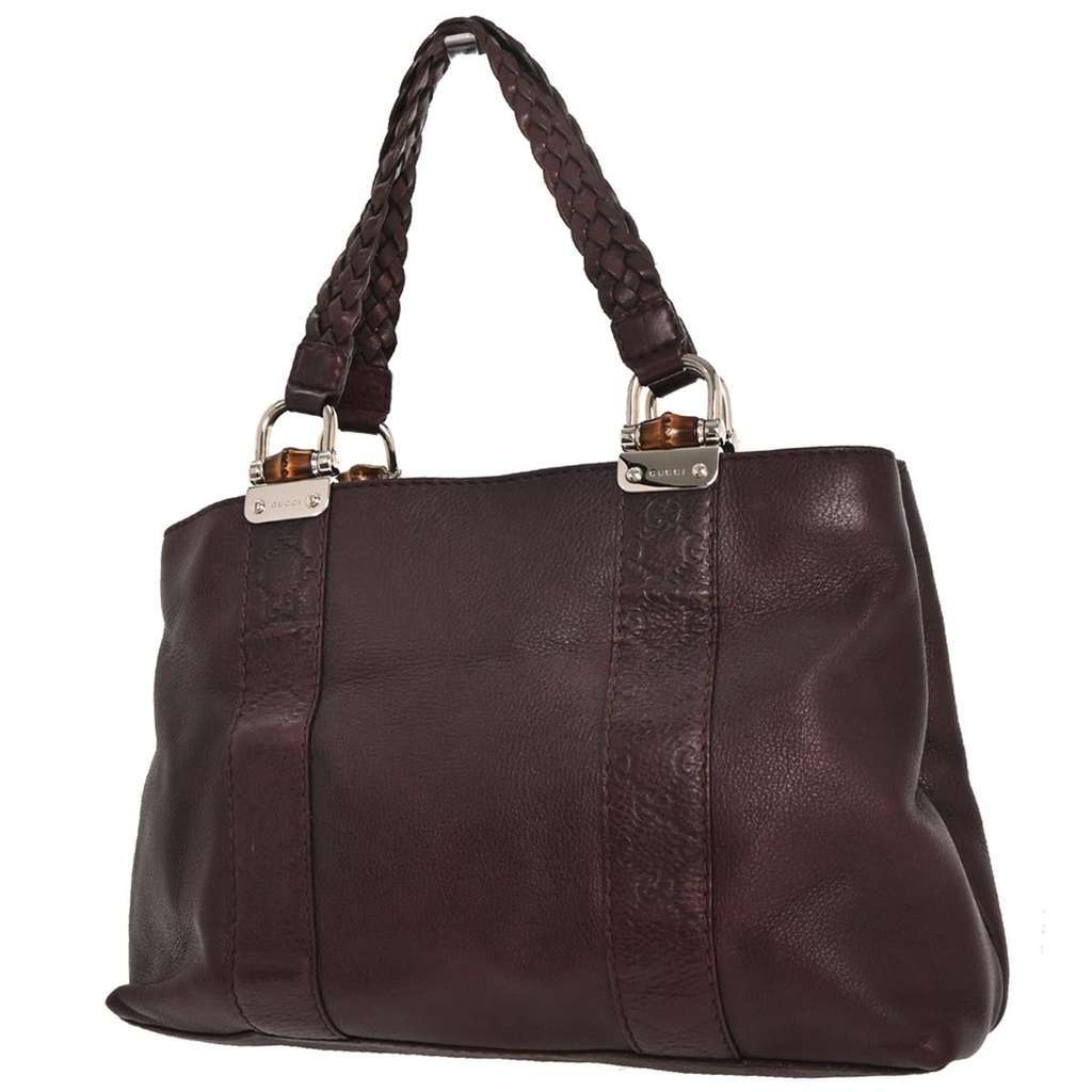 Gucci Vintage Bamboo Handle Bag Brown Leather Good condition - Back View