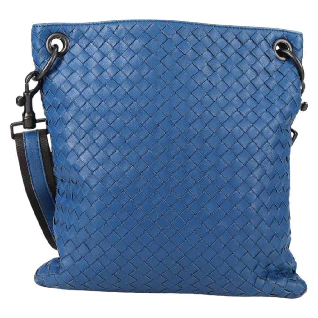 Bottega Veneta Flat Messenger Bag Blue Leather Fair condition - Back View