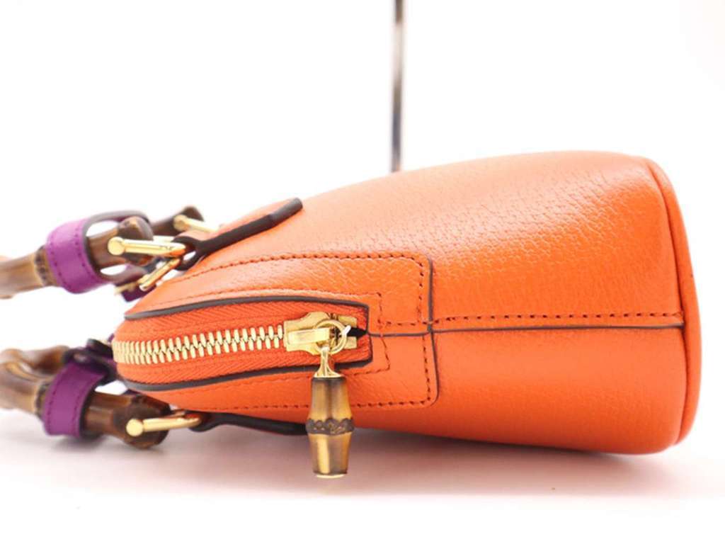 Gucci Diana NM Bamboo Handle Tote Orange Leather Good condition - Inside View