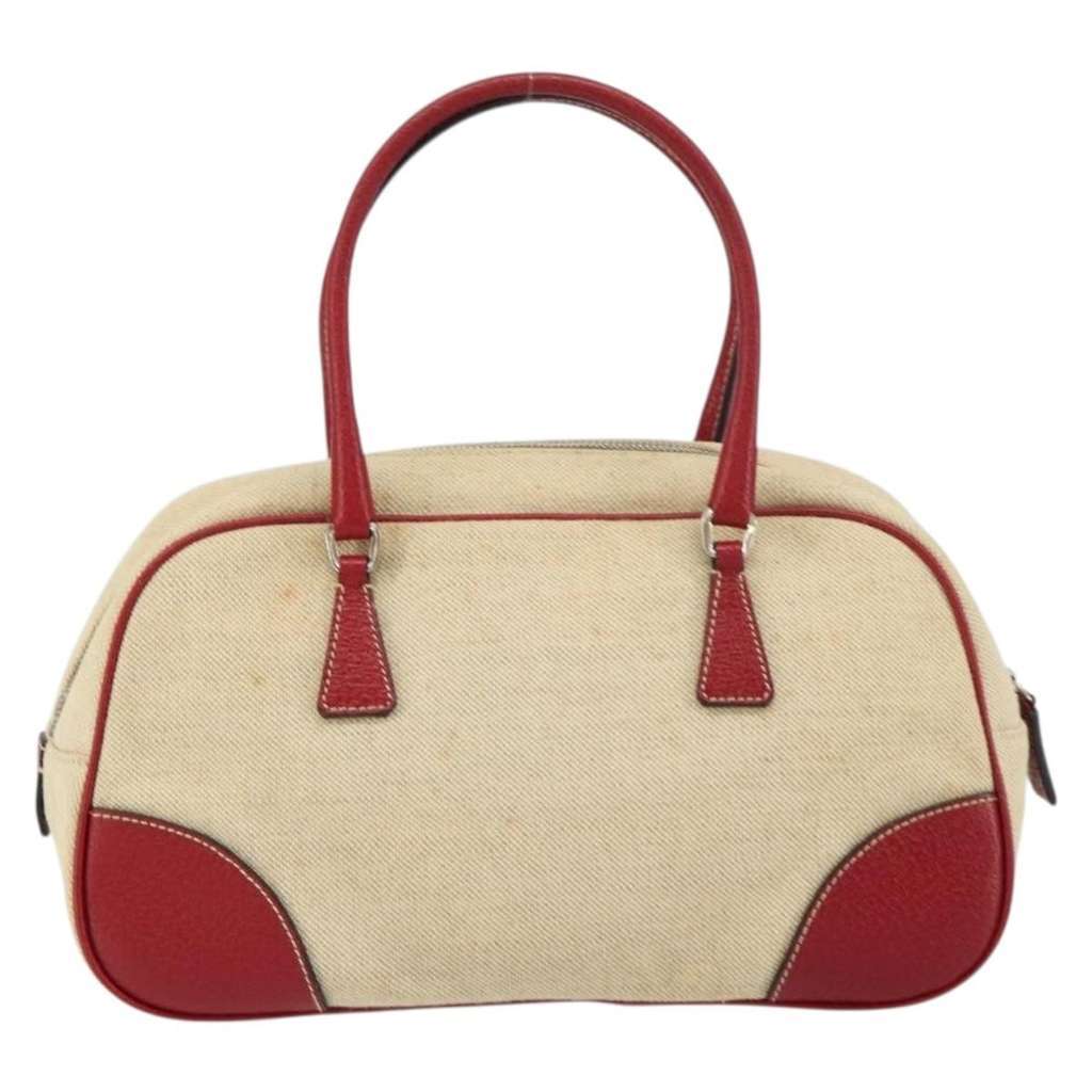 Prada Bowler Bag Beige Canvas Fair condition - Back View
