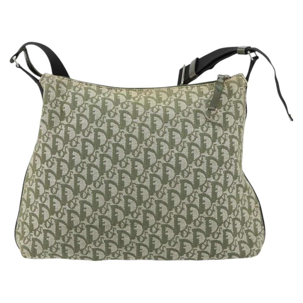 Christian Dior Vintage Trotter Shoulder Bag Green Canvas Good condition - Back View