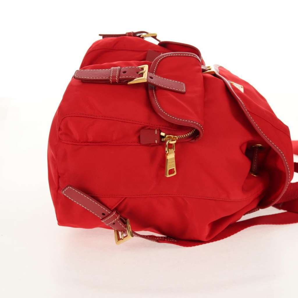 Prada Vela Double Front Pocket Backpack Red Good condition - Model View