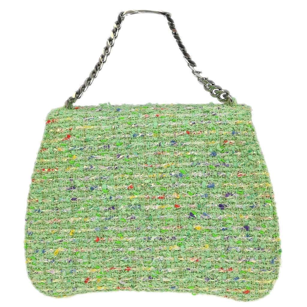 Chanel Tweedy Flap Bag Green Tweed Good condition - Back View
