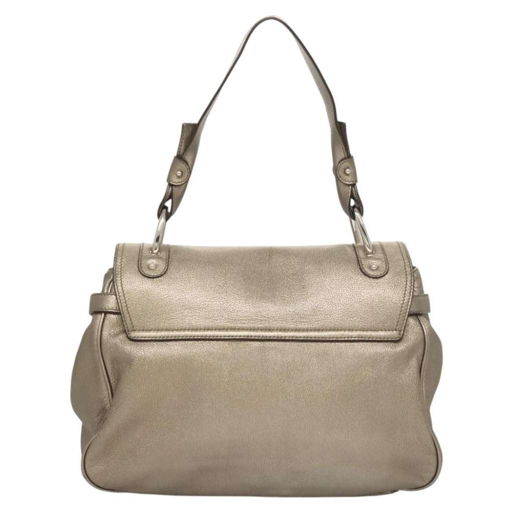 Salvatore Ferragamo Gancini Shoulder Bag Gold Leather Good condition - Back View