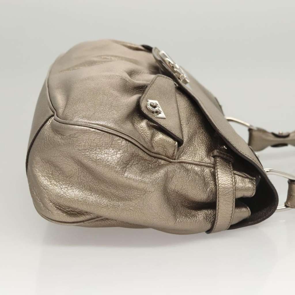 Salvatore Ferragamo Gancini Shoulder Bag Gold Leather Good condition - Inside View