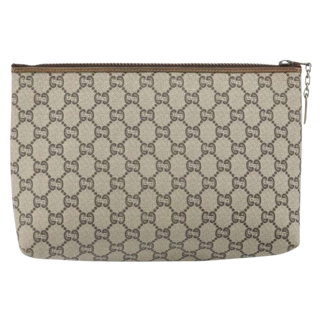 Gucci GG Supreme Clutch bag Beige Canvas Good condition - Back View