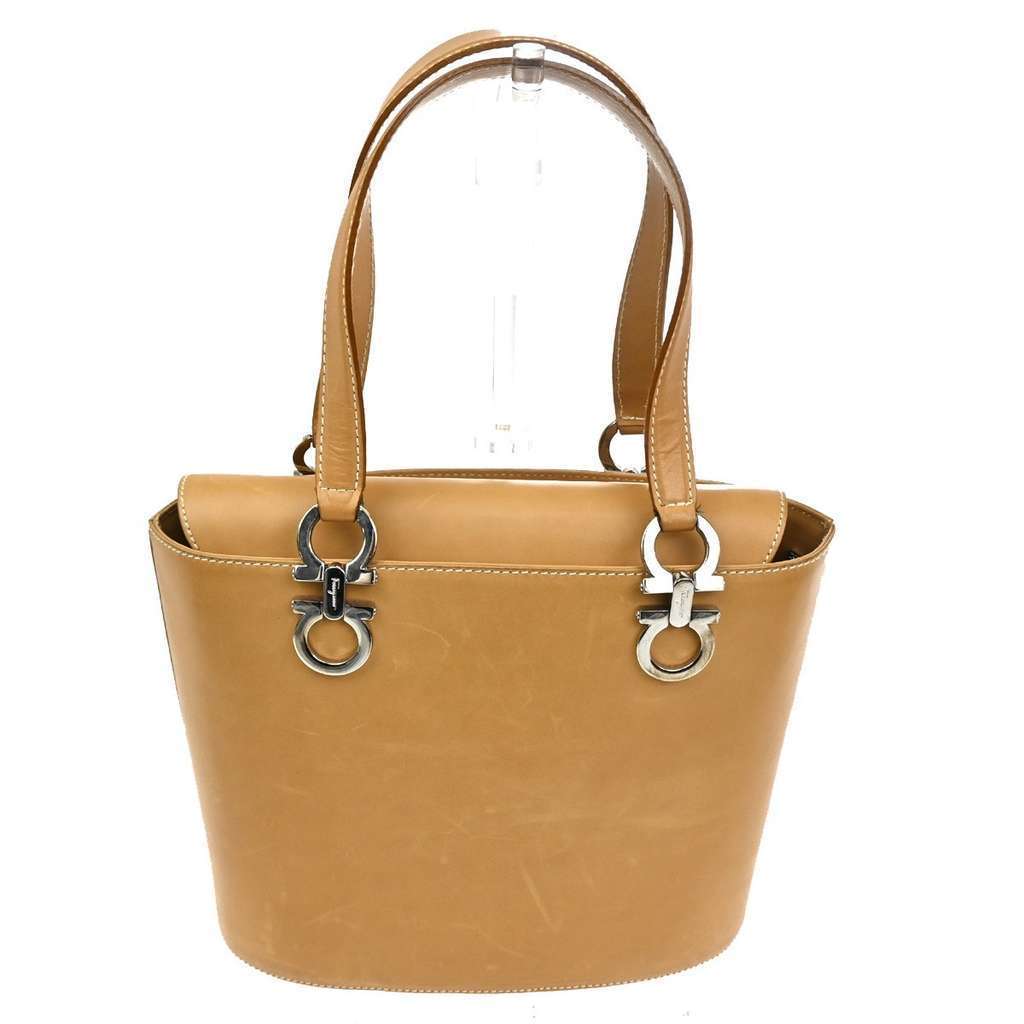 Salvatore Ferragamo Gancini Shoulder Bag Brown Leather Good condition - Back View