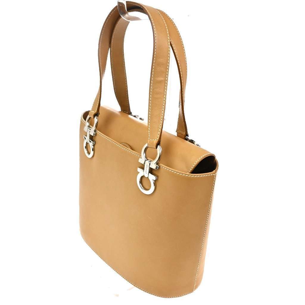 Salvatore Ferragamo Gancini Shoulder Bag Brown Leather Good condition - Inside View