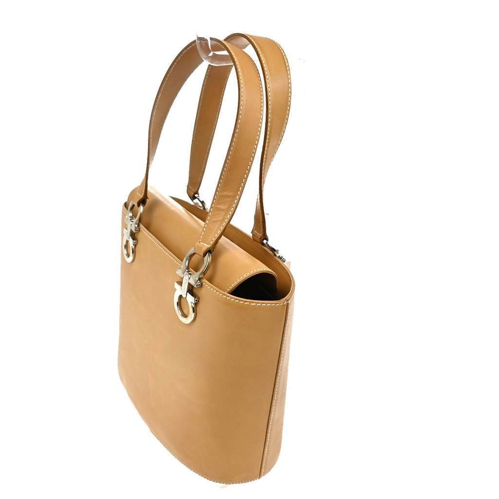 Salvatore Ferragamo Gancini Shoulder Bag Brown Leather Good condition - Model View