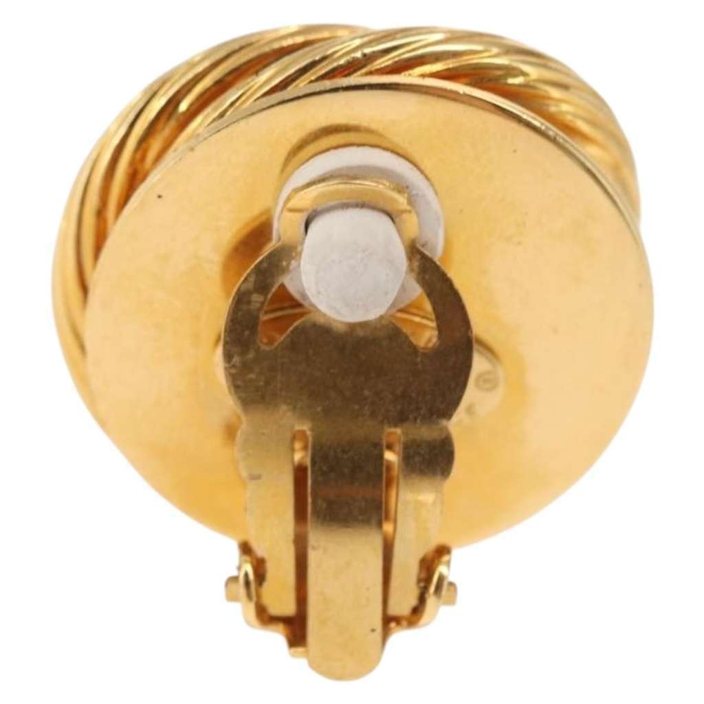 Chanel Vintage Round Clip-On Earrings Gold Good condition - Inside View