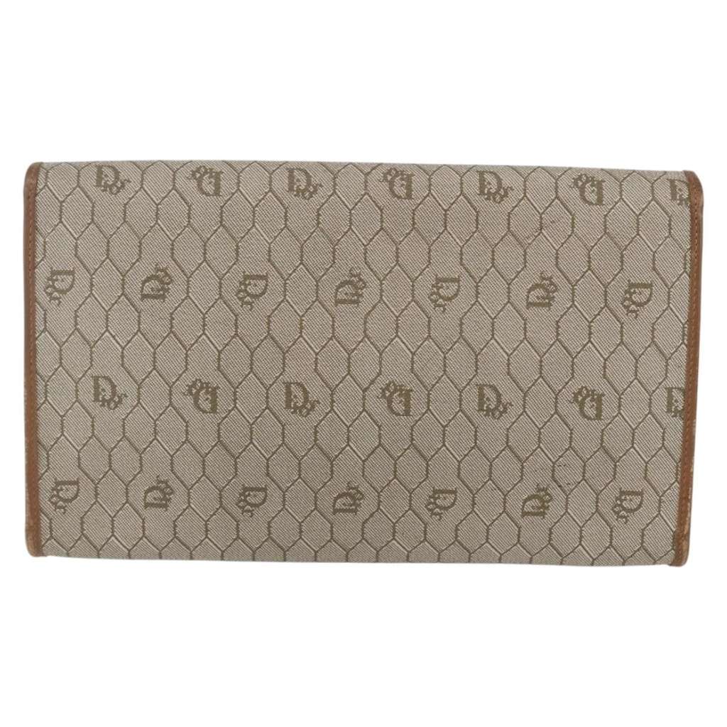 Christian Dior Vintage Honeycomb chain Beige Canvas Good condition - Back View