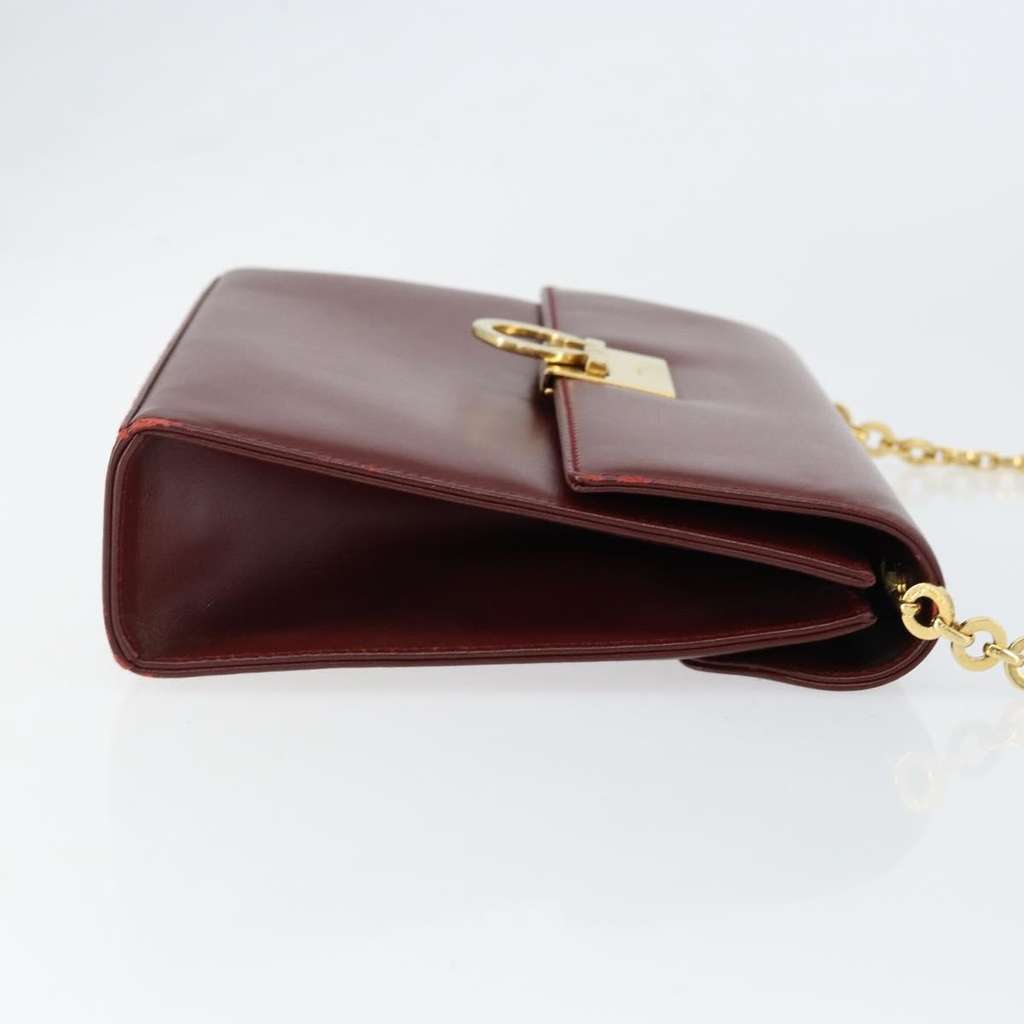 Salvatore Ferragamo Vintage Gancini Chain Shoulder Bag Burgundy Leather Good condition - Inside View