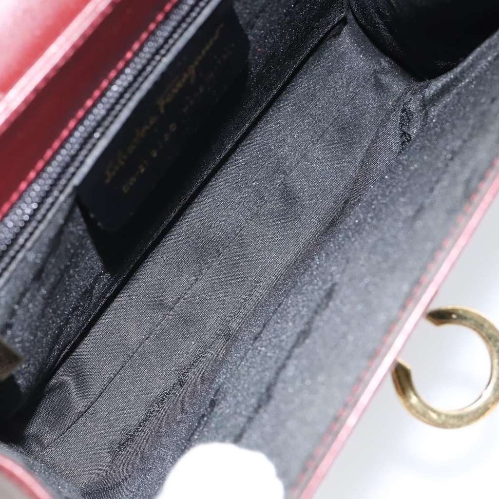 Salvatore Ferragamo Vintage Gancini Chain Shoulder Bag Burgundy Leather Good condition - Box View