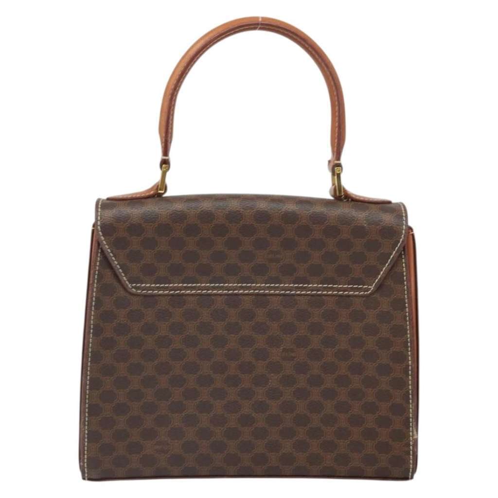 Celine Vintage Convertible Turnlock Top Handle Bag Brown Canvas Fair condition - Back View