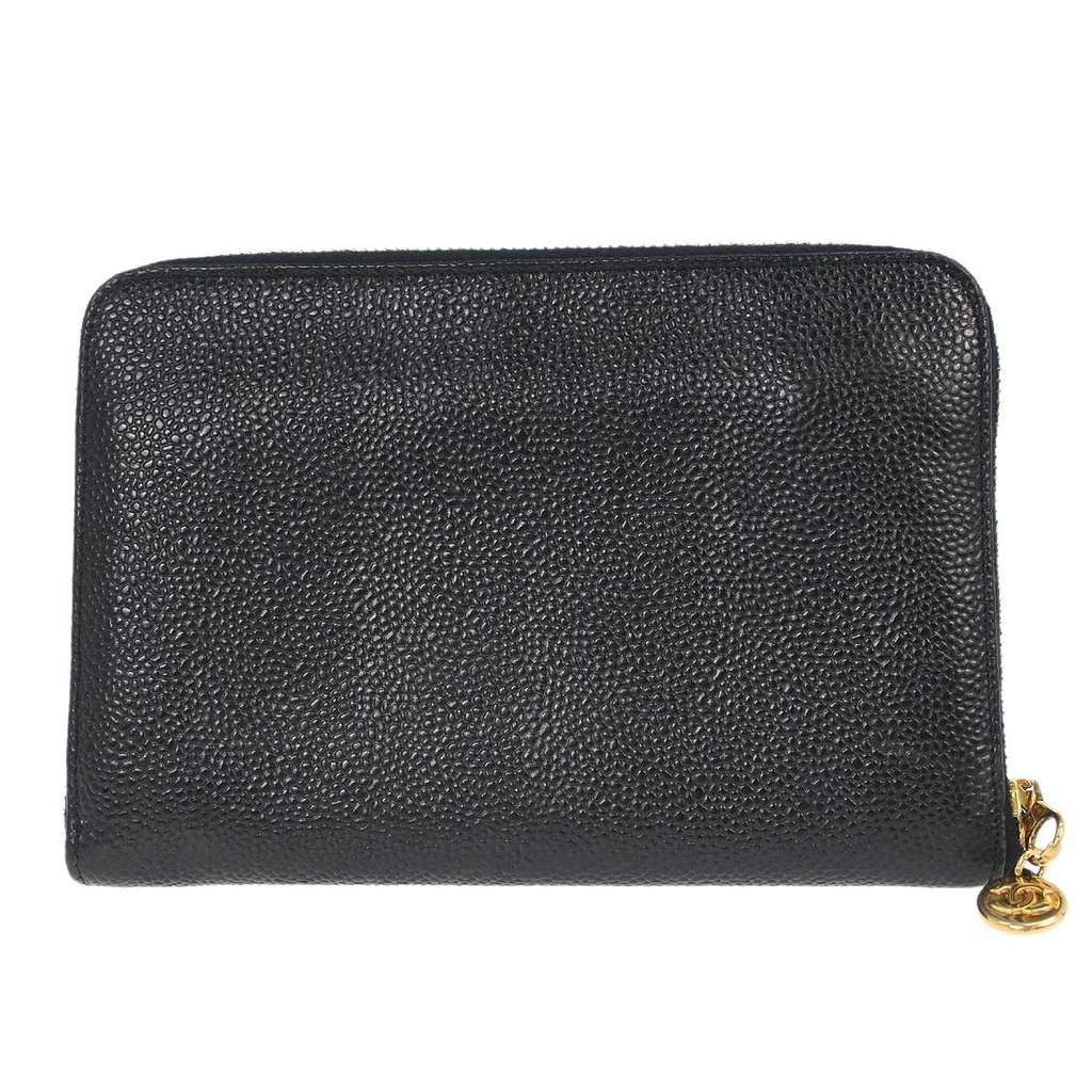 Chanel Vintage CC Wallet Black Leather Good condition - Back View