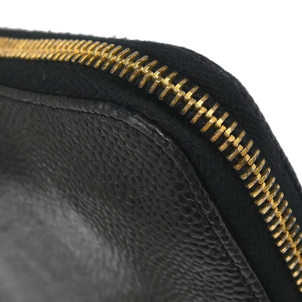 Chanel Vintage CC Wallet Black Leather Good condition - Box View