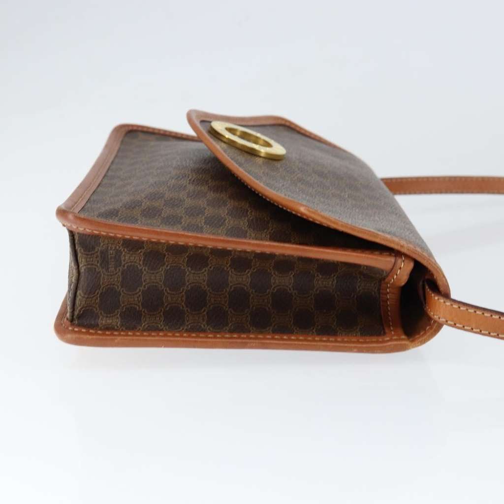 Celine Vintage Macadam Circle Logo Shoulder Bag Brown Canvas Good condition - Inside View