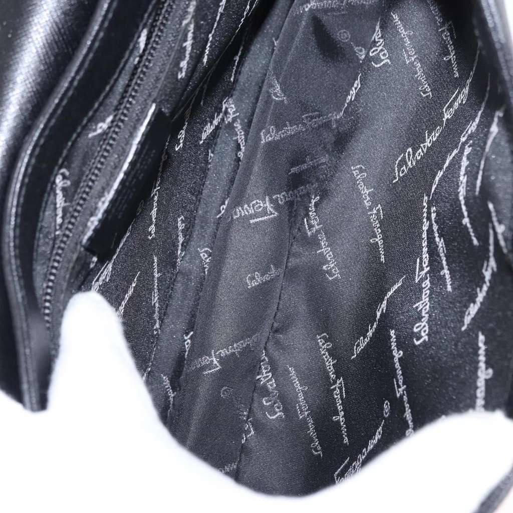 Salvatore Ferragamo Gancini Shoulder Bag Black Leather Good condition - Box View