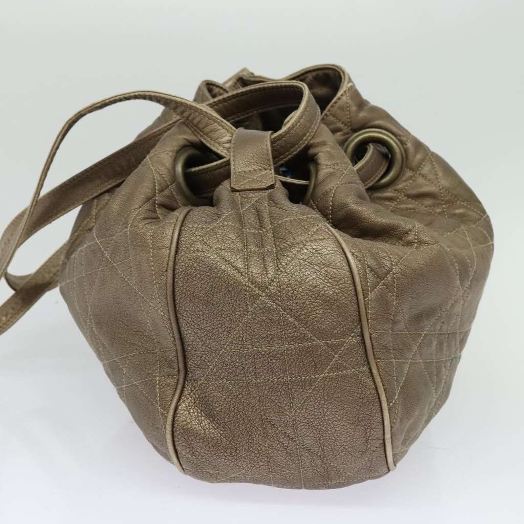 Christian Dior Drawstring Bucket Bag Brown Leather Good condition - Inside View