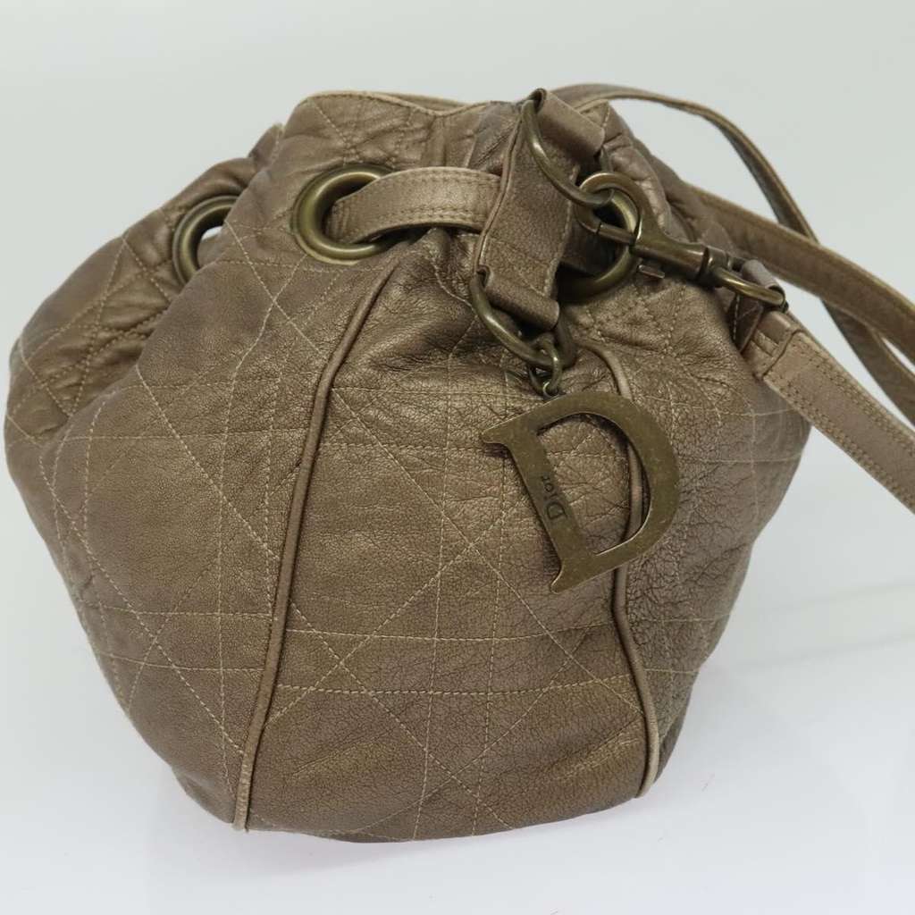 Christian Dior Drawstring Bucket Bag Brown Leather Good condition - Model View