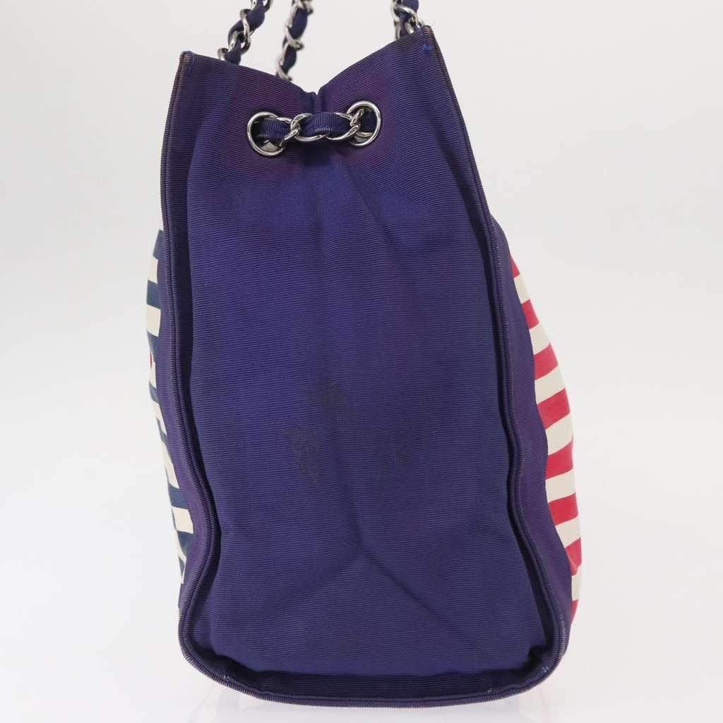 Chanel Mariniere Chain Tote Navy Canvas Good condition - Inside View