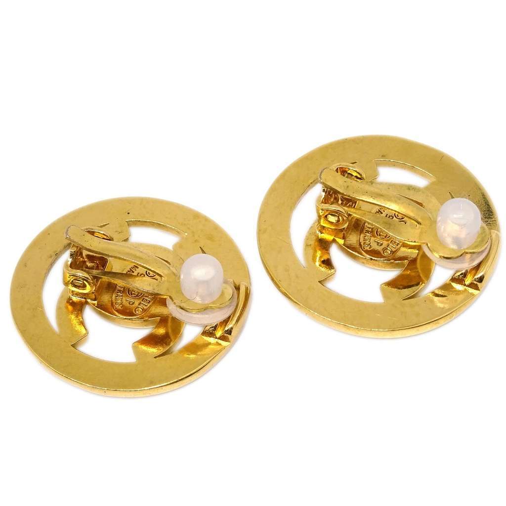 Chanel CC Round Earrings Gold Good condition - Inside View