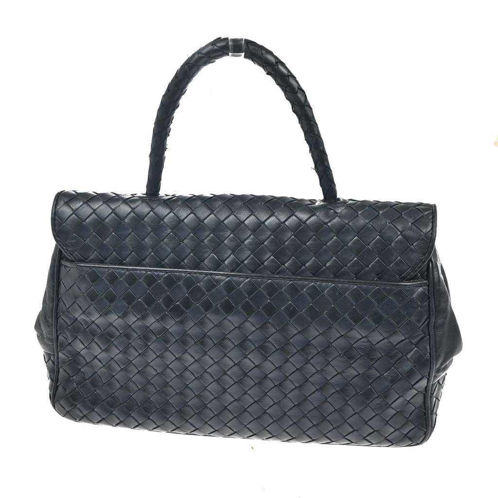 Bottega Veneta Intrecciato Handbag Navy Leather Good condition - Back View