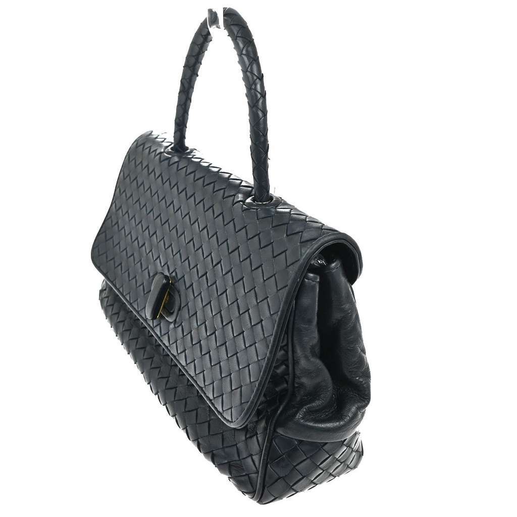 Bottega Veneta Intrecciato Handbag Navy Leather Good condition - Inside View