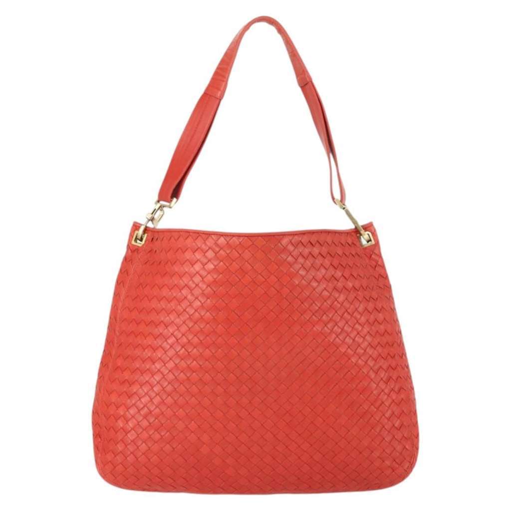 Bottega Veneta Intrecciato Shoulder bag Red Leather Good condition - Back View