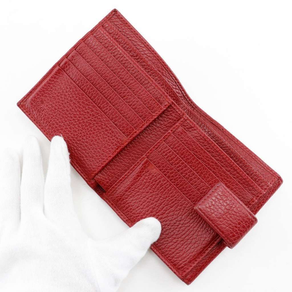Gucci GG Marmont Bifold Wallet Red Leather Good condition - Box View