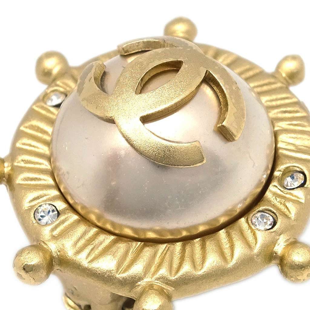 Chanel Vintage Round Clip-On Earrings Gold Metal Good condition - Back View
