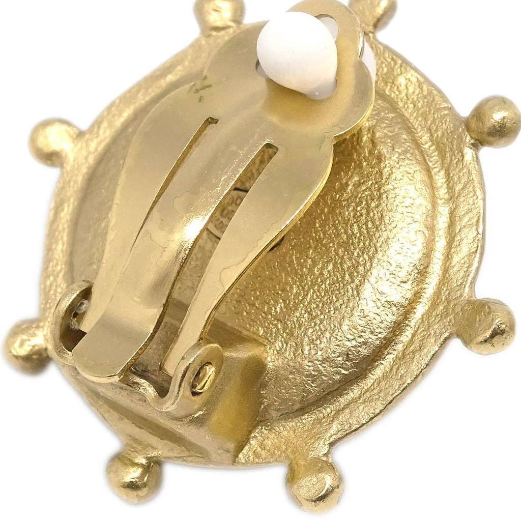 Chanel Vintage Round Clip-On Earrings Gold Metal Good condition - Inside View