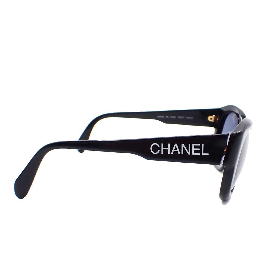 Chanel CHANEL Logo Sunglasses Eye Wear Black Plastic Good condition - Model View