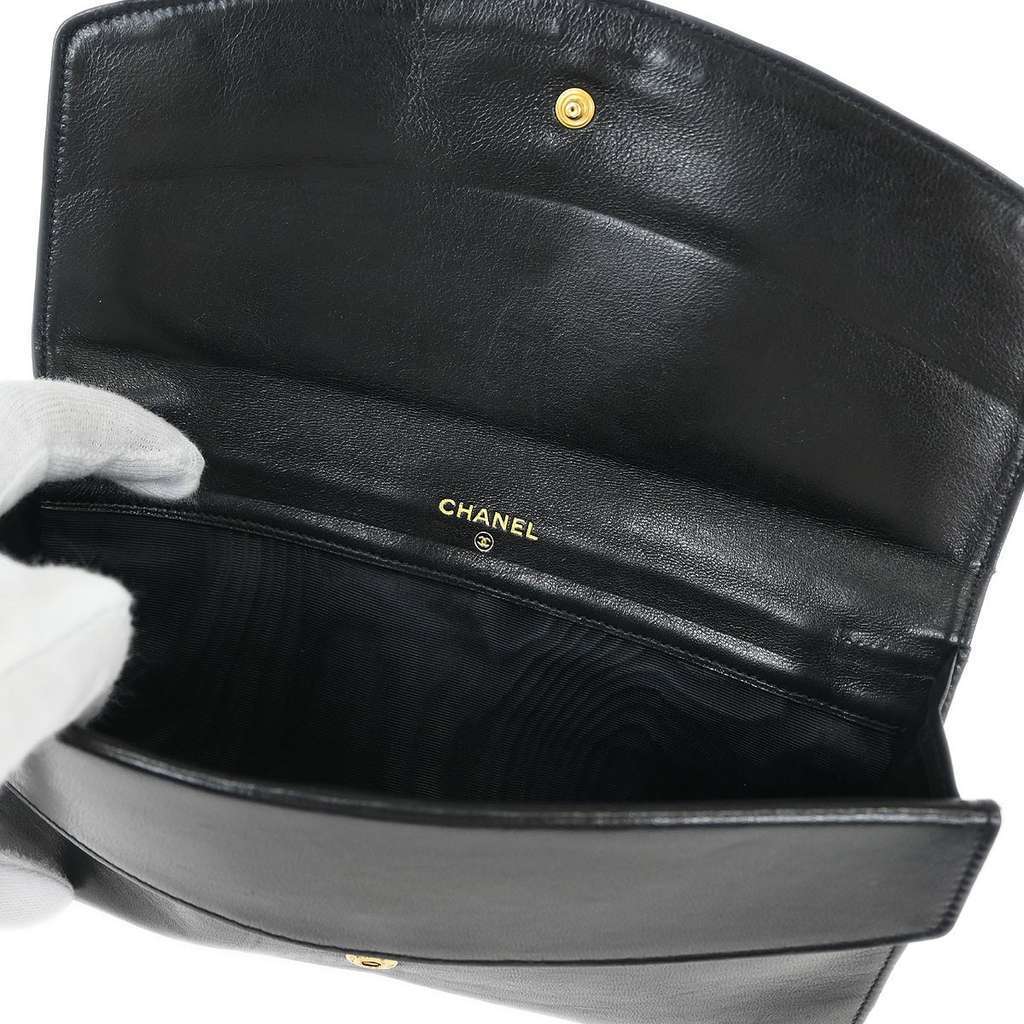 Chanel Vintage CC Flap Wallet Black Leather Good condition - Inside View