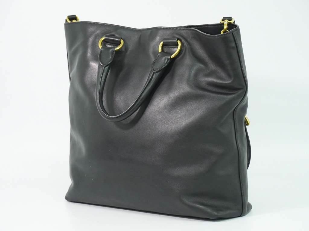 Prada Convertible Shopper Tote Black Leather Good condition - Back View