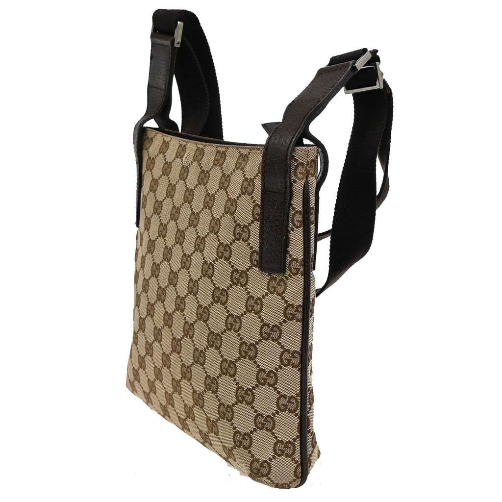 Gucci Zip Top Messenger Brown Canvas Good condition - Model View