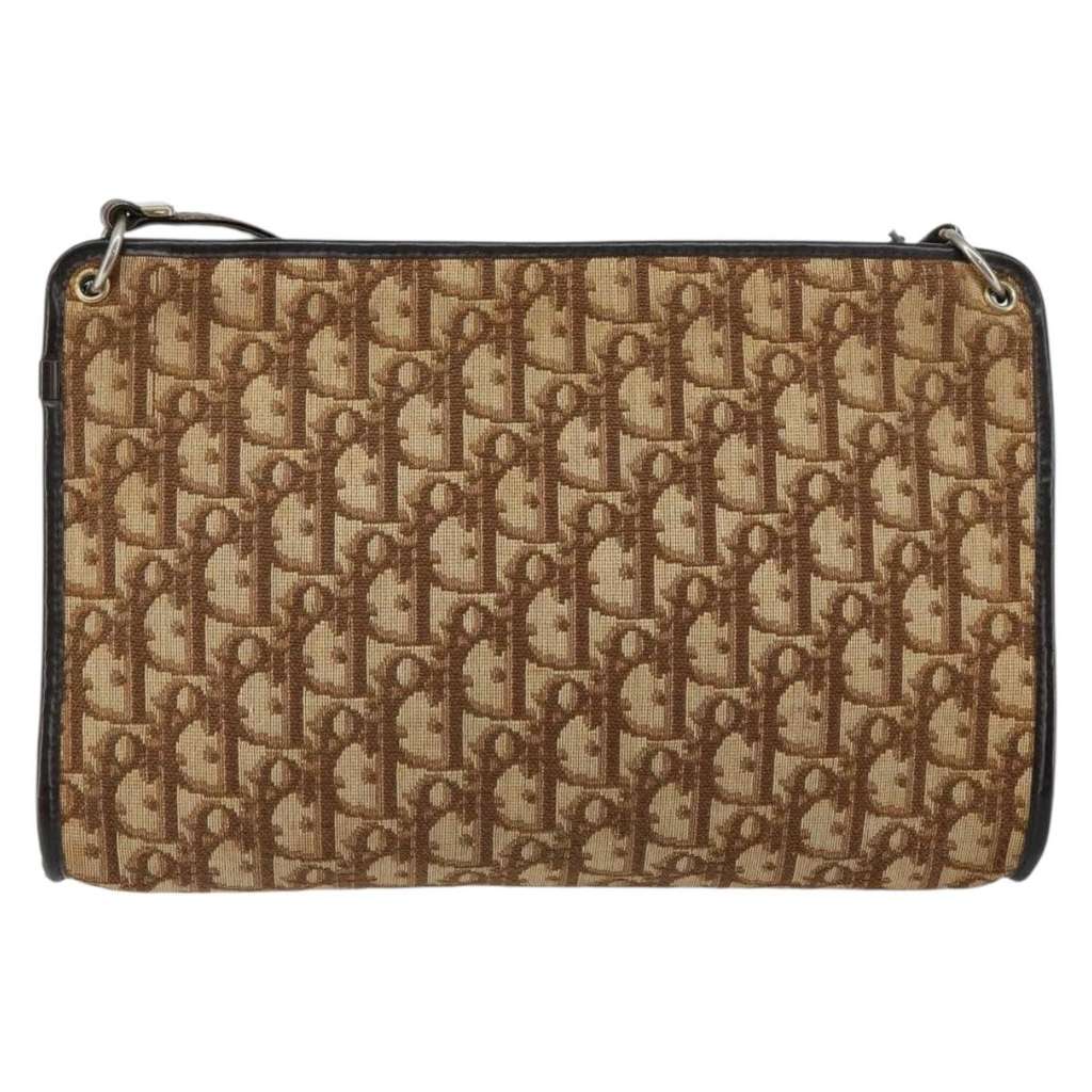 Christian Dior Vintage Trotter Shoulder Bag Brown Canvas Good condition - Back View
