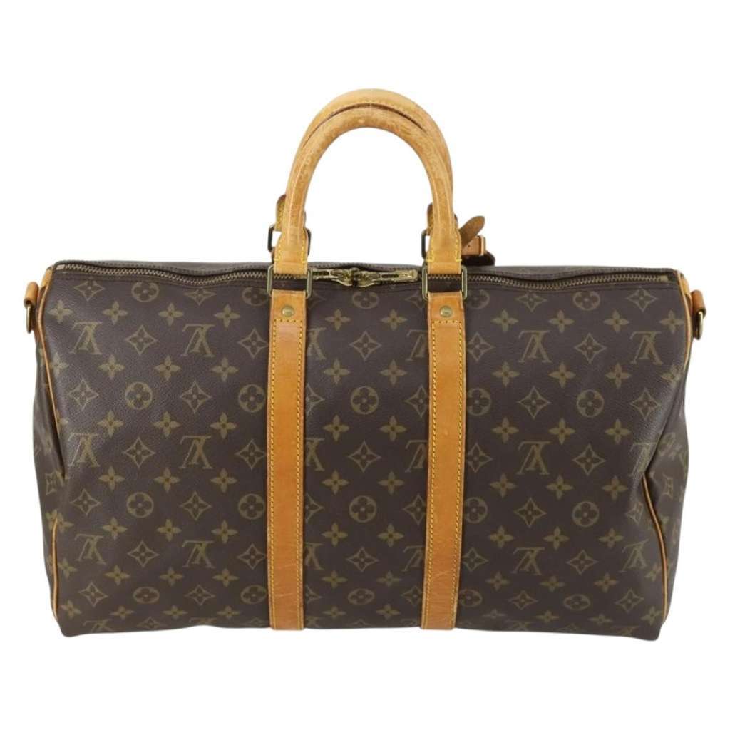 Louis Vuitton Keepall Bandouliere Bag Brown Canvas Fair condition - Back View