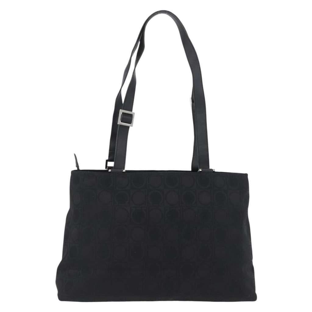 Salvatore Ferragamo Gancini Tote Black Canvas Good condition - Back View