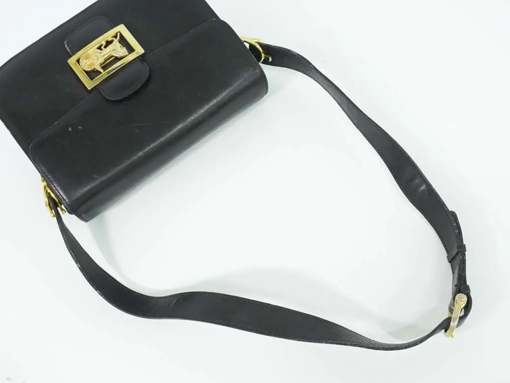 Celine Vintage Carriage Flap Bag Black Leather Fair - Box View