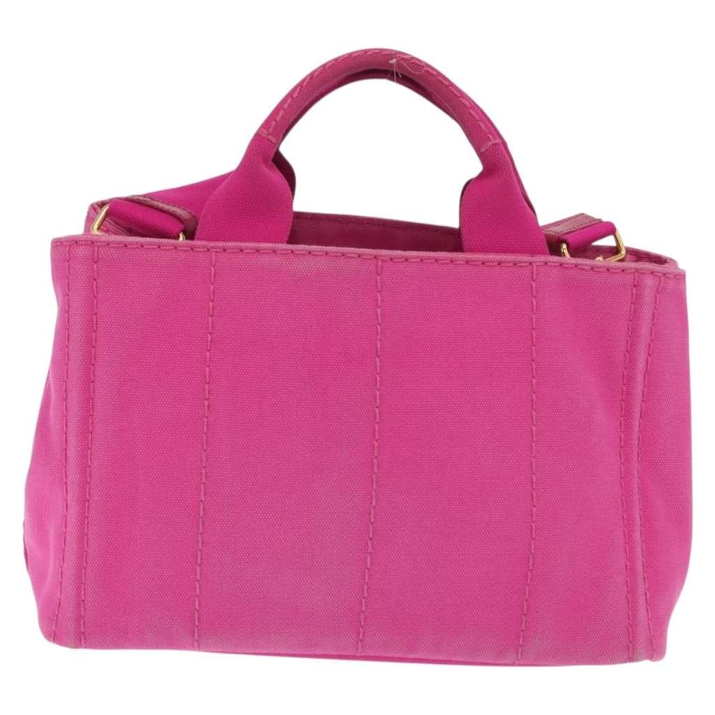 Prada Canapa Open Tote Pink Canvas Fair condition - Back View