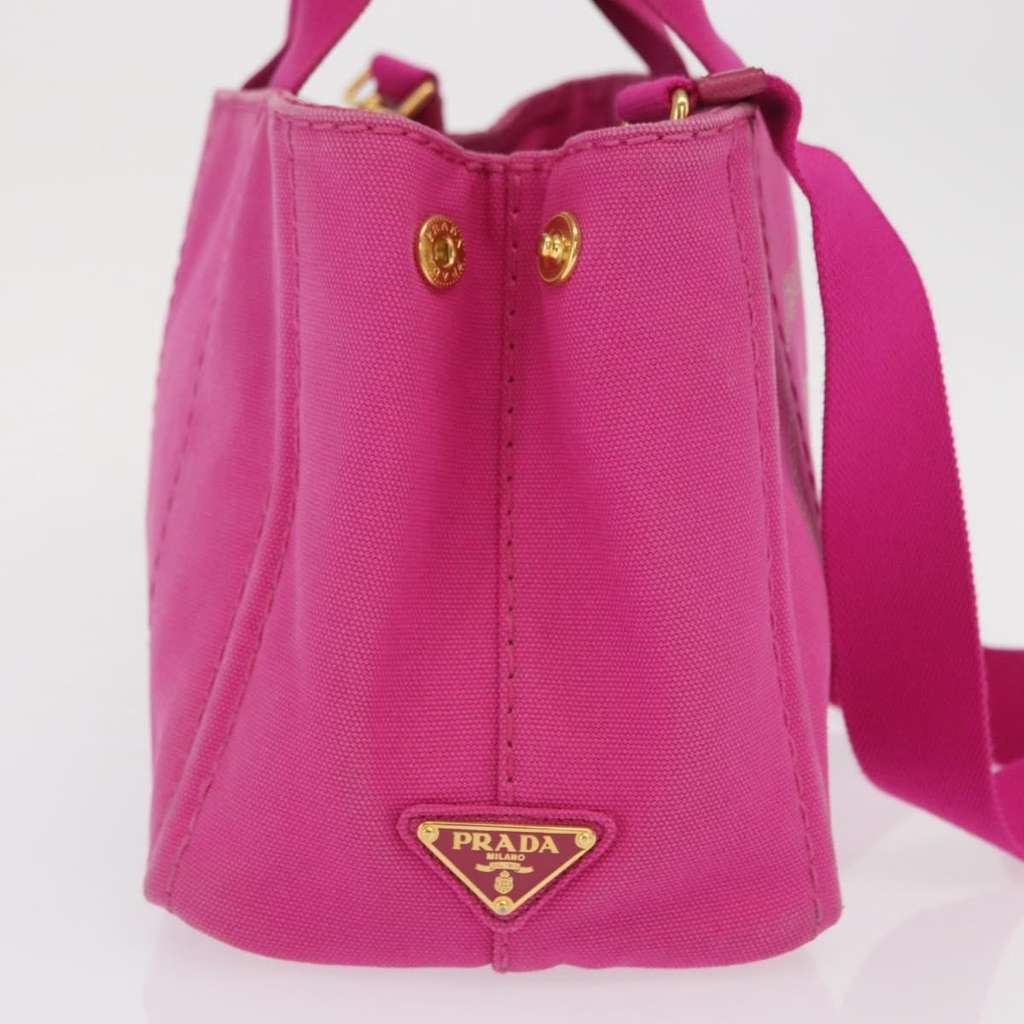 Prada Canapa Open Tote Pink Canvas Fair condition - Model View
